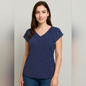 🤍 Express Polka Dot V-Neck Blouse Top Size SP